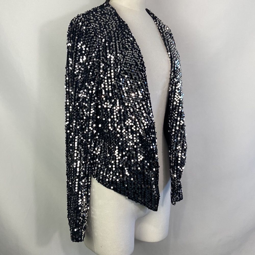 Silver Black Sequins Crop Jacket - image 6